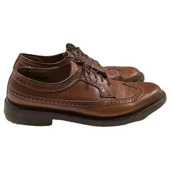 Florsheim Imperial Shoes Mens 8.5 D Brown Kenmoor Longwing Leather 93602 Vintage